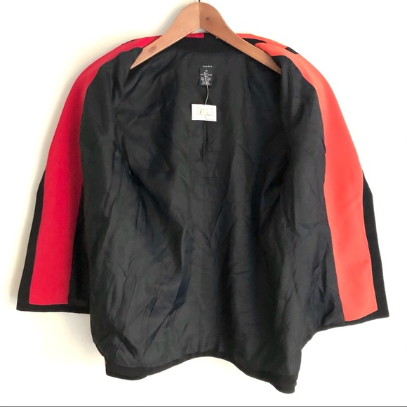 Vintage Sandra Blazer 90s Color Block Long Jacket Pink Orange Red Black - Picture 3 of 14